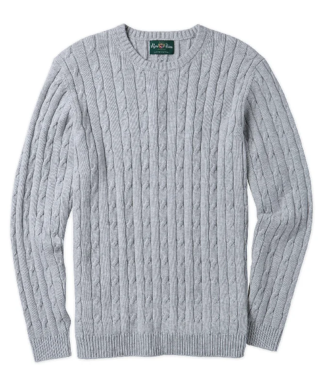 Alan Paine Cotton-Cashmere Cable Knit Crewneck Sweater