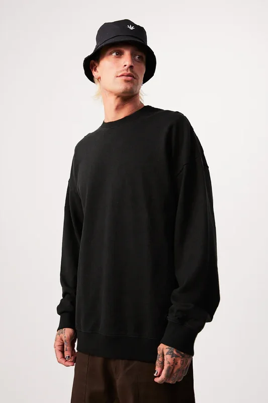 AFENDS Mens Sativa Hemp Crew Neck Jumper Black