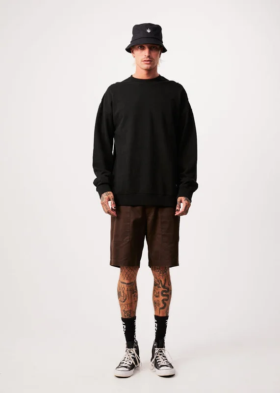 AFENDS Mens Sativa Hemp Crew Neck Jumper Black