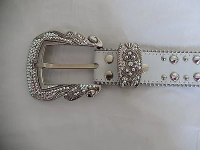 b.b. Simon White Studded Crystal Belt