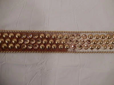 b.b. Simon Gold Studded Brown And White Pony Hair Crystal Belt