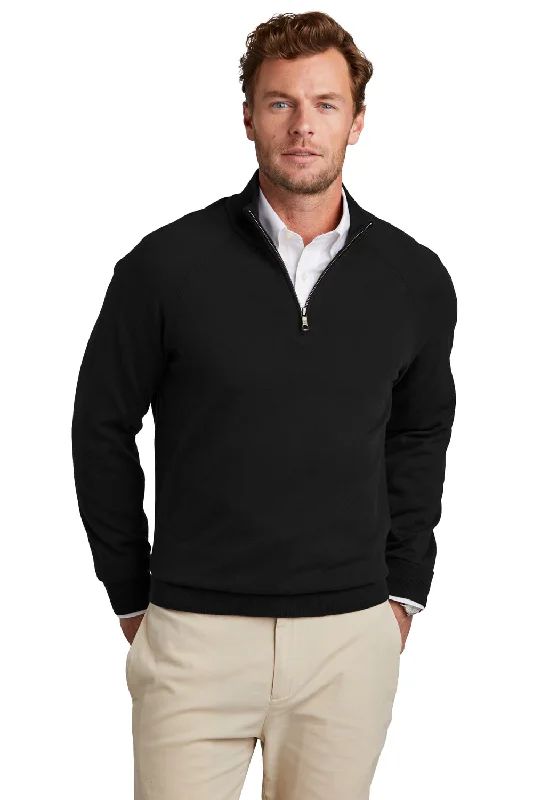 Brooks Brothers Mens Long Sleeve 1/4 Zip Sweater - Deep Black