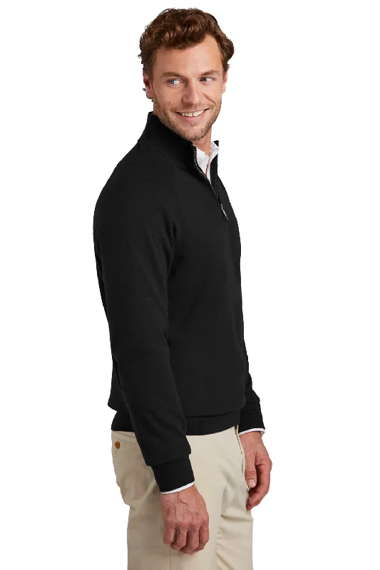 Brooks Brothers Mens Long Sleeve 1/4 Zip Sweater - Deep Black