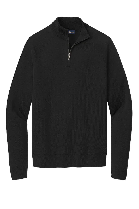 Brooks Brothers Mens Long Sleeve 1/4 Zip Sweater - Deep Black