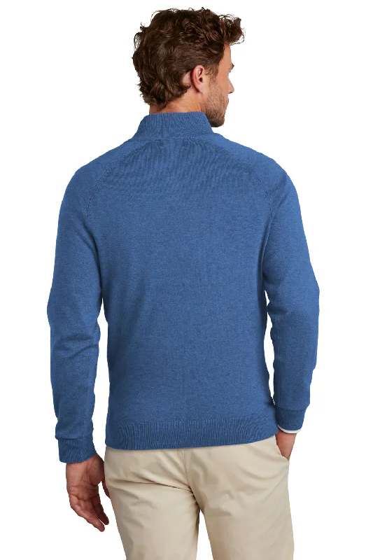 Brooks Brothers Mens Long Sleeve 1/4 Zip Sweater - Heather Charter Blue