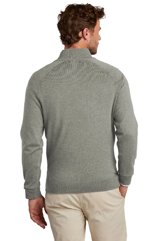 Brooks Brothers Mens Long Sleeve 1/4 Zip Sweater - Heather Light Shadow Grey