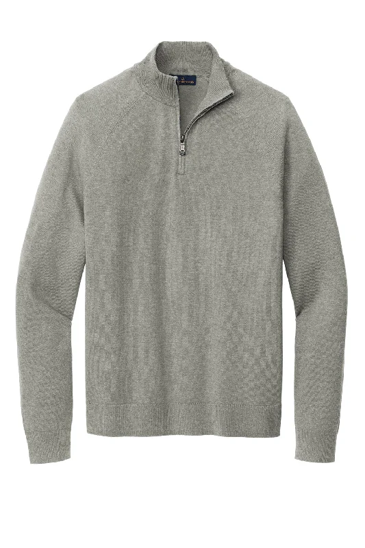 Brooks Brothers Mens Long Sleeve 1/4 Zip Sweater - Heather Light Shadow Grey