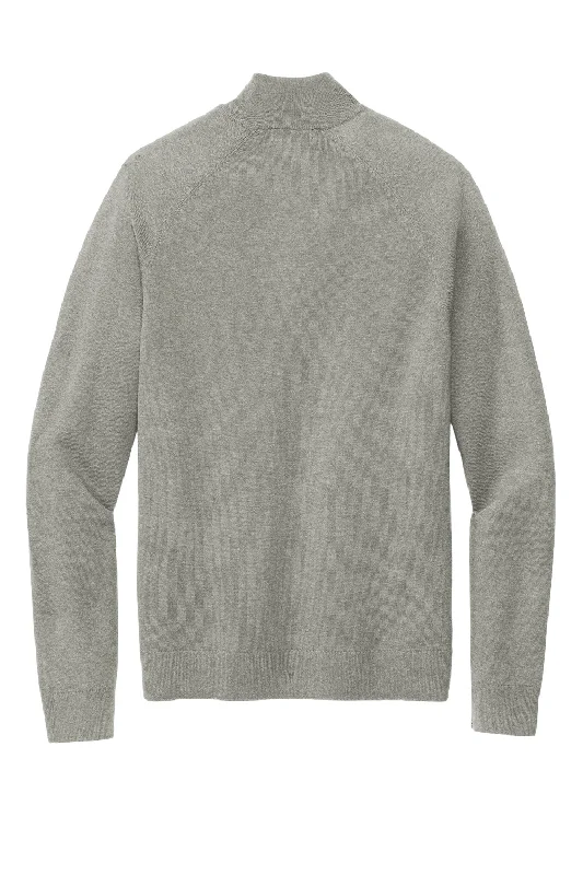 Brooks Brothers Mens Long Sleeve 1/4 Zip Sweater - Heather Light Shadow Grey