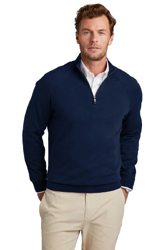 Brooks Brothers Mens Long Sleeve 1/4 Zip Sweater - Navy Blue