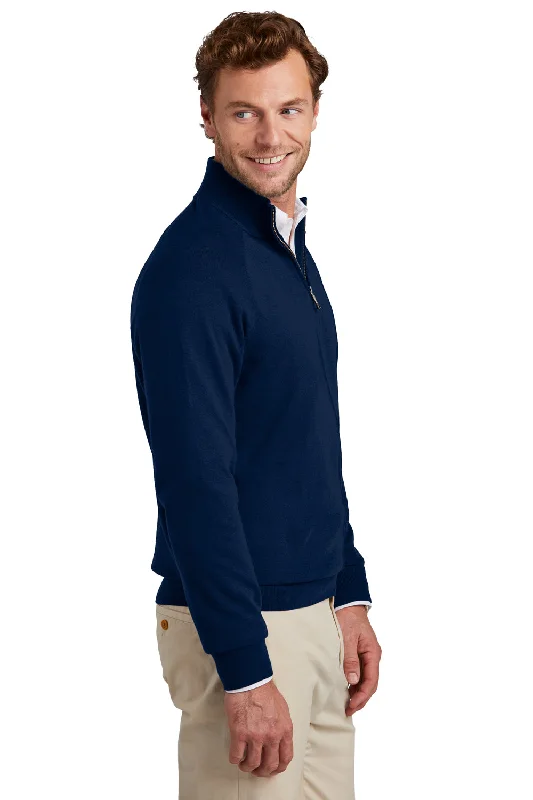 Brooks Brothers Mens Long Sleeve 1/4 Zip Sweater - Navy Blue