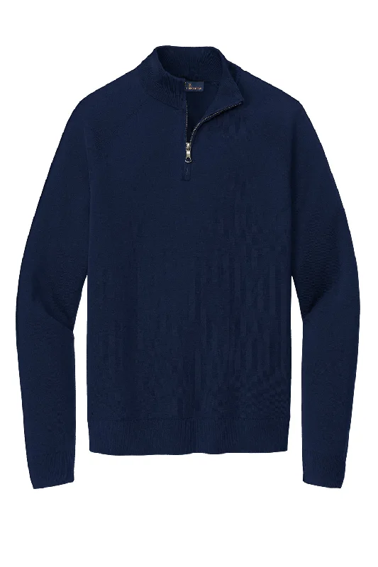 Brooks Brothers Mens Long Sleeve 1/4 Zip Sweater - Navy Blue