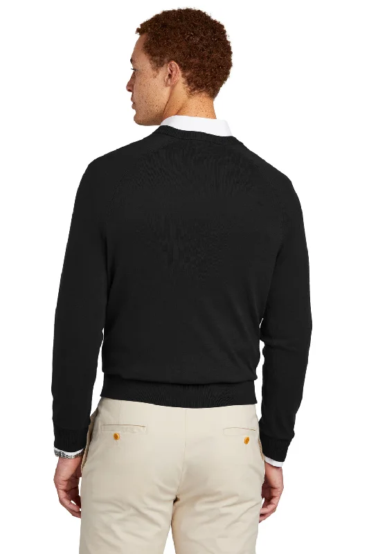 Brooks Brothers Mens Long Sleeve V-Neck Sweater - Deep Black