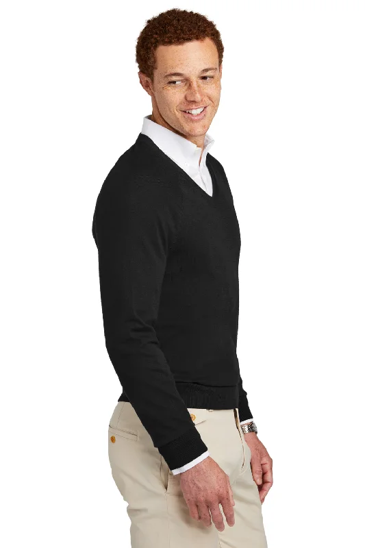 Brooks Brothers Mens Long Sleeve V-Neck Sweater - Deep Black