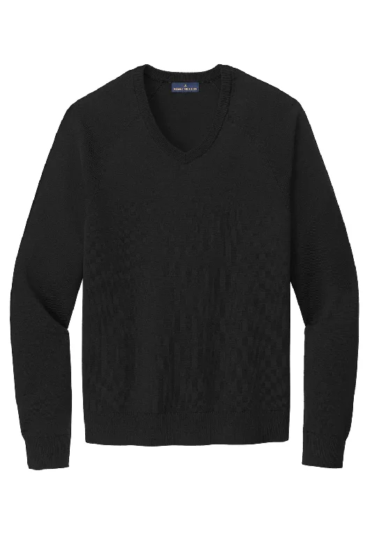 Brooks Brothers Mens Long Sleeve V-Neck Sweater - Deep Black