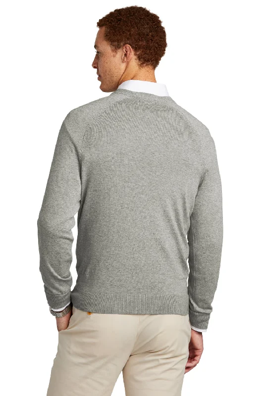 Brooks Brothers Mens Long Sleeve V-Neck Sweater - Heather Light Shadow Grey