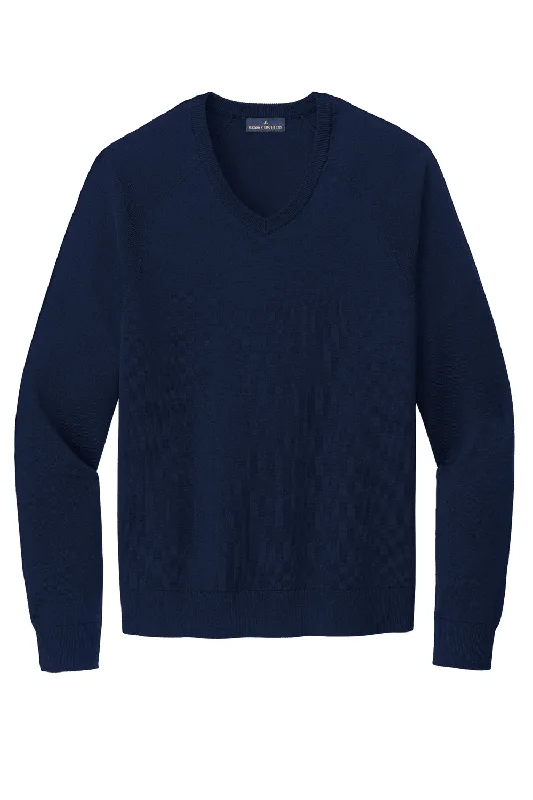 Brooks Brothers Mens Long Sleeve V-Neck Sweater - Navy Blue