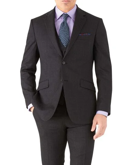 Charcoal slim fit hairline business suit jacket