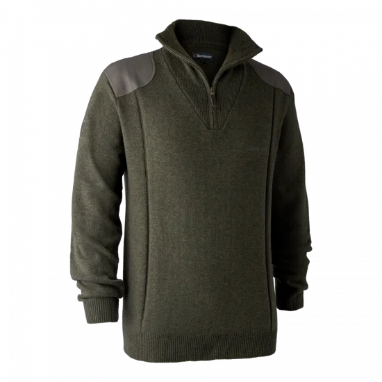 Deerhunter Sheffield Knit with Zip Neck - Green Melange (356)