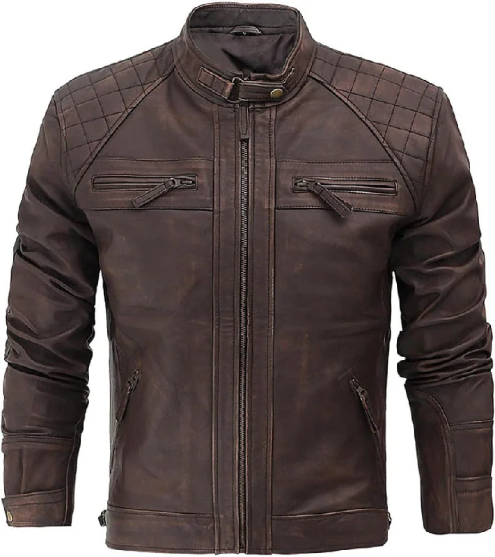 Distressed Cafe Racer Jacket