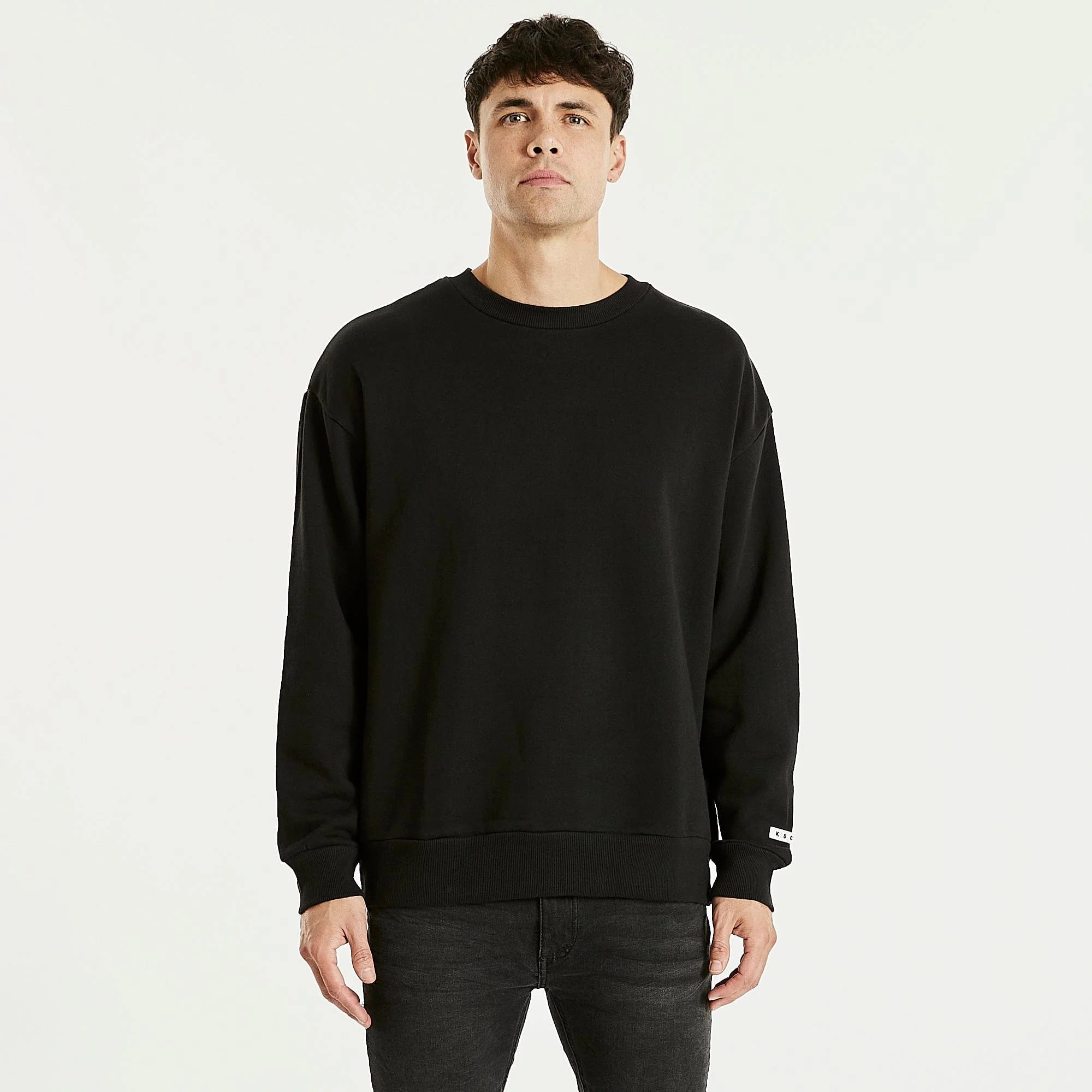 KISS CHACEY Mens Essentials Crew Neck Jumper - Jet Black