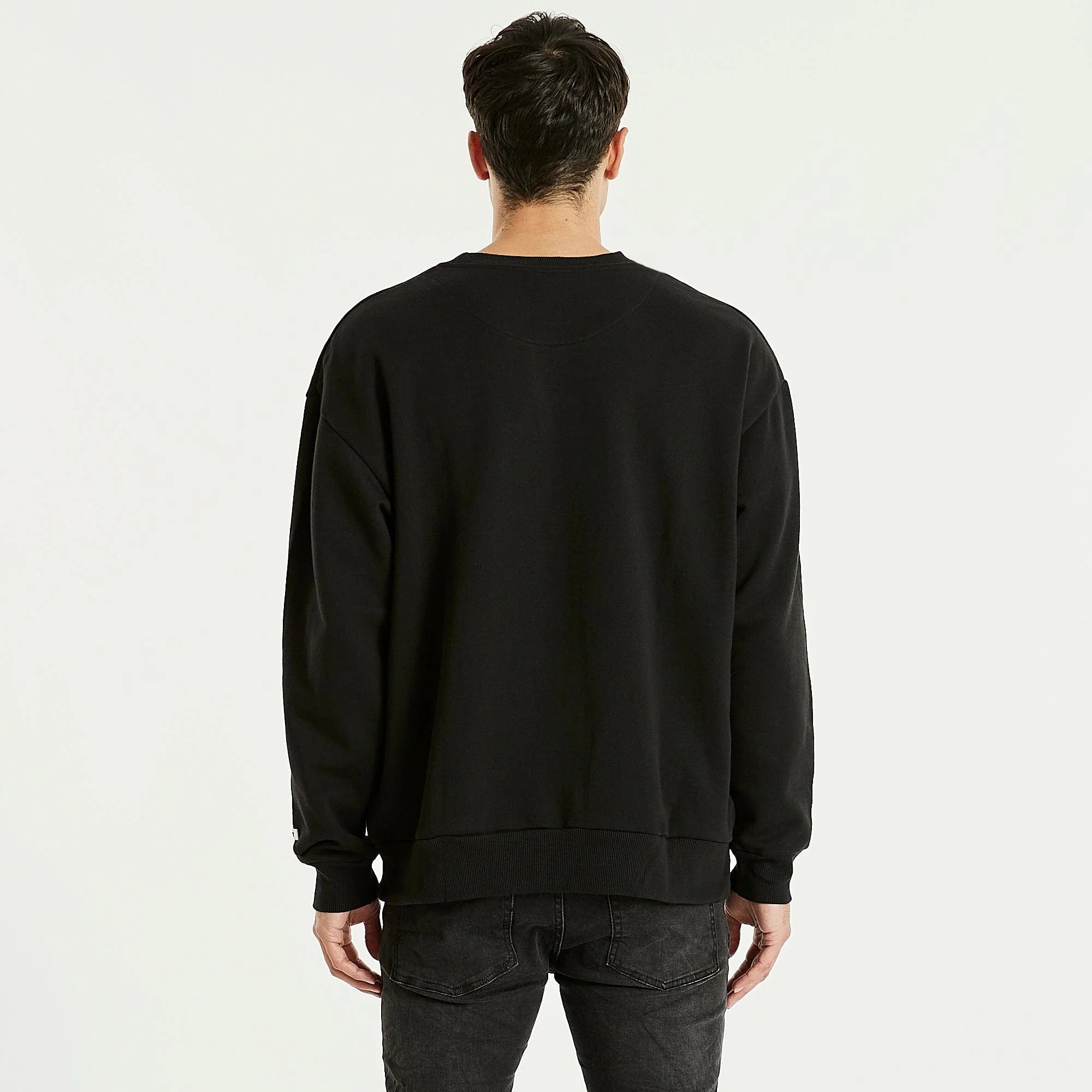 KISS CHACEY Mens Essentials Crew Neck Jumper - Jet Black