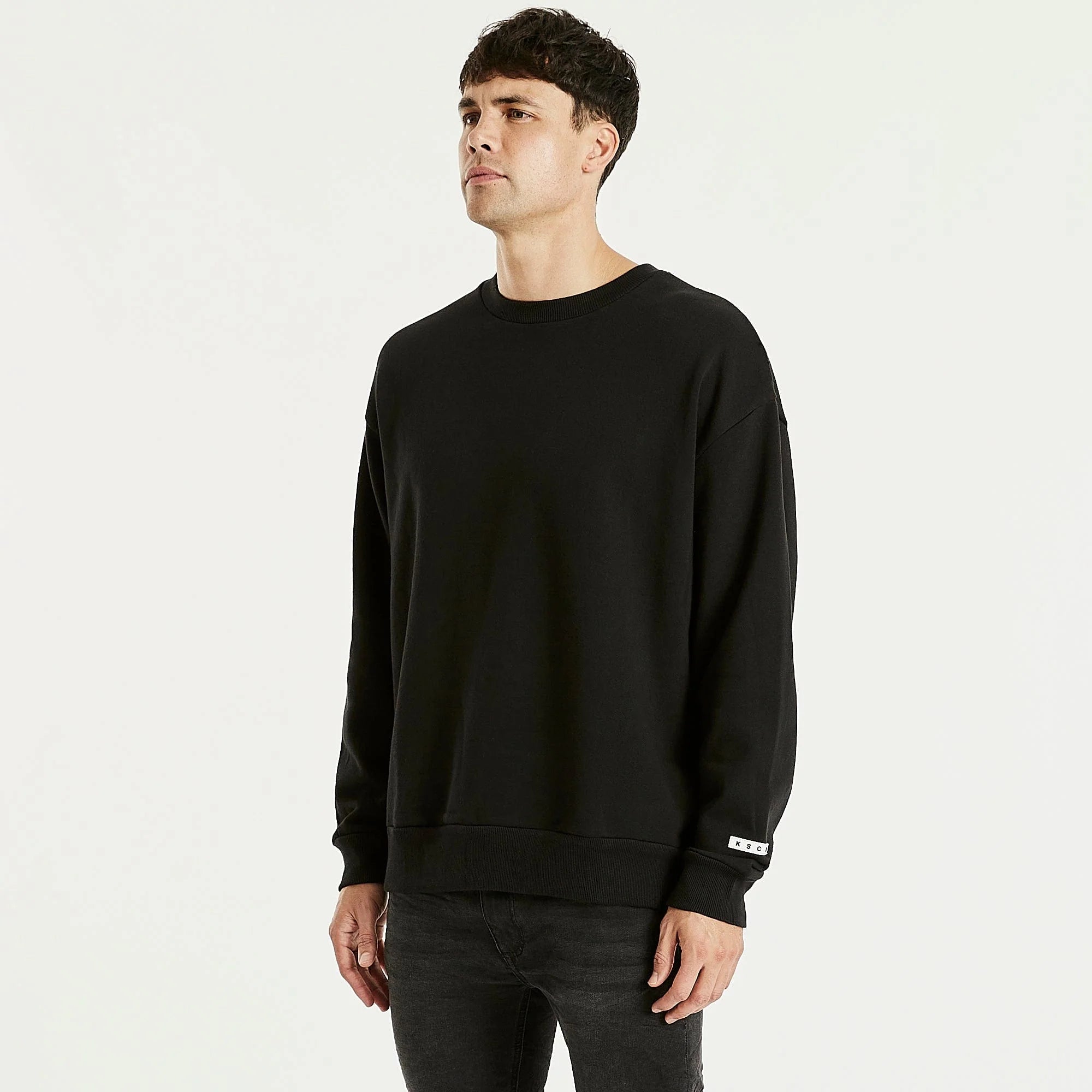 KISS CHACEY Mens Essentials Crew Neck Jumper - Jet Black