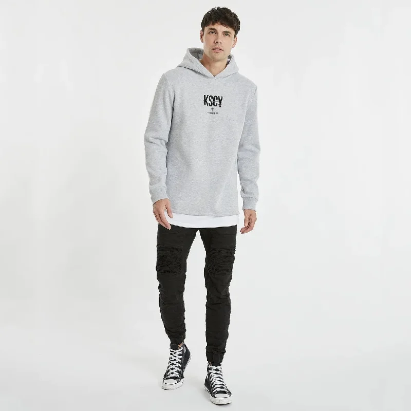 KISS CHACEY Mens Vallemar Layered Hooded Sweater Grey Marle