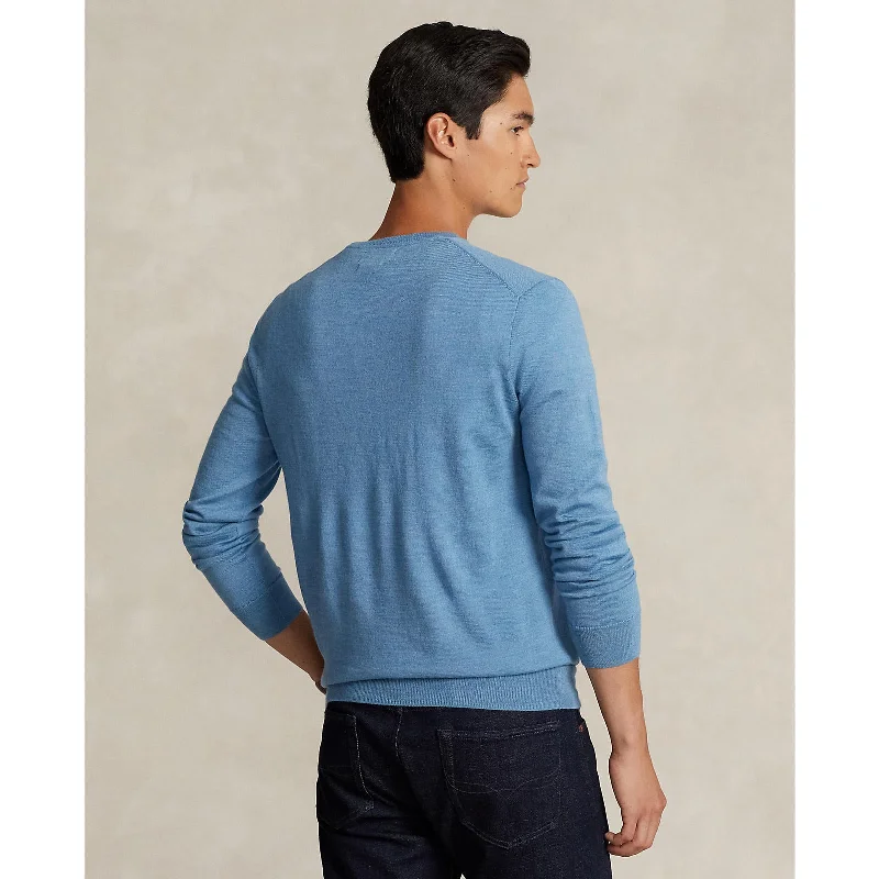 Washable Merino Wool Sweater - Sky Blue Heather