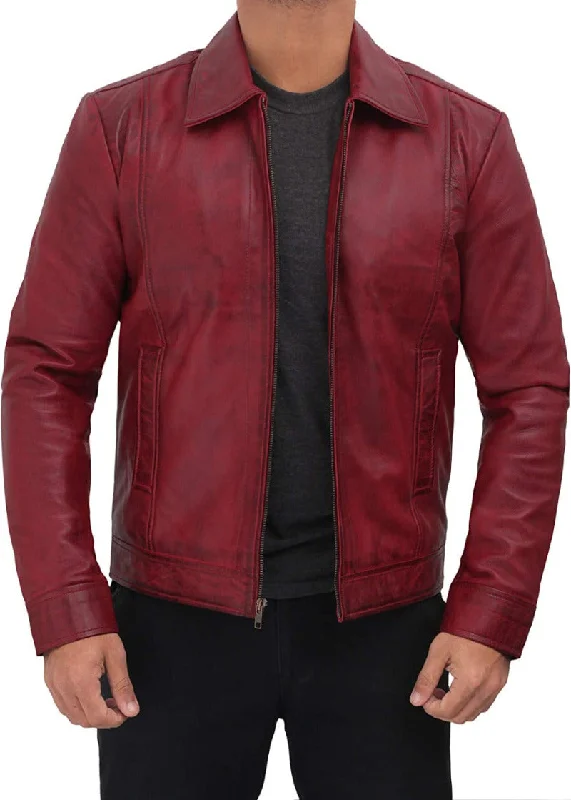 Maroon Color Leather Jacket