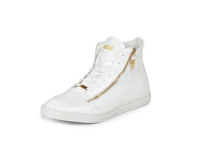 Mauri - M766 White Patent Leather Baby Crocodile Sneakers