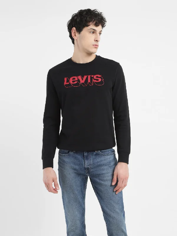 Men's Brand Logo Black Crew Neck Sweatshirt