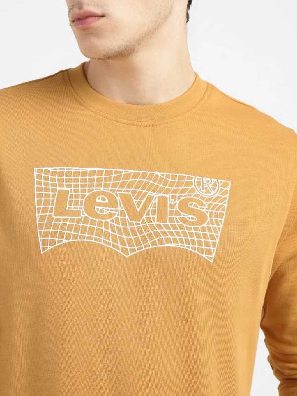 Men's Brand Logo Ochre Crew Neck Sweatshirt