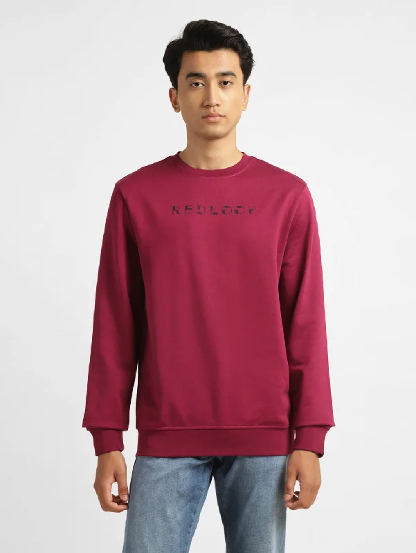 Men's Brand Logo Red Crew Neck Sweatshirt