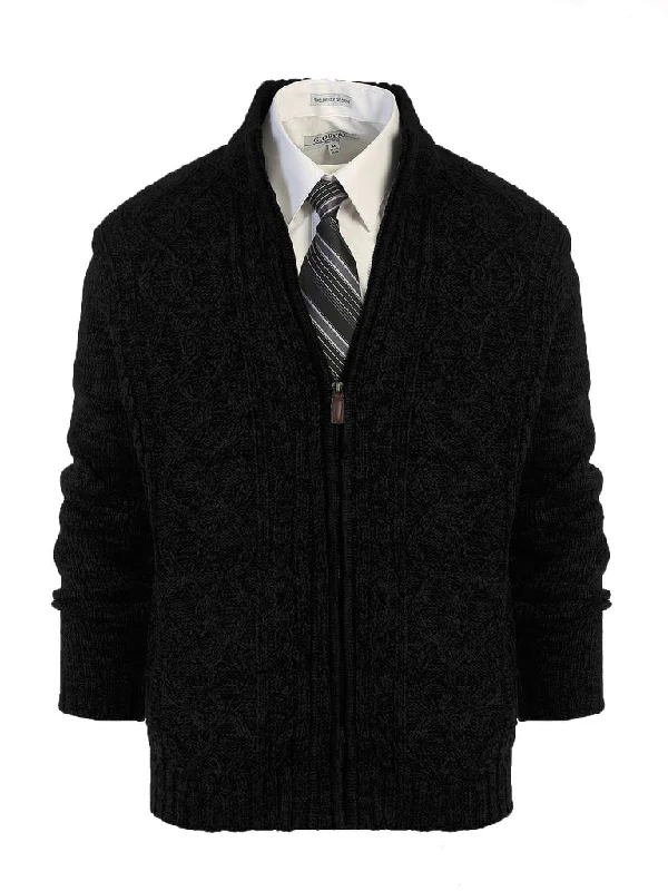 MEN'S CARDIGAN TWISTED FULL ZIP KNITTED SWEATER