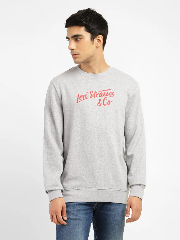 Men's Graphic Print White Crew Neck Sweatshirt