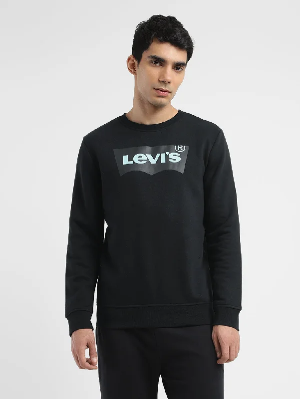 Men's Solid Black Crew Neck Sweatshirt