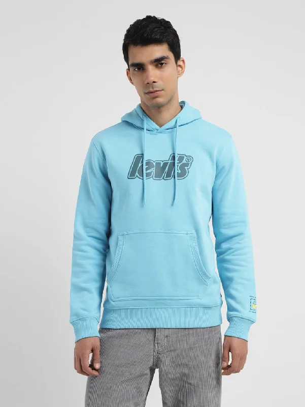 Men's Solid Blue Hooded Sweatshirt