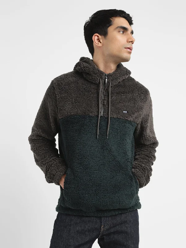 Men's Solid Grey Hooded Sweatshirt