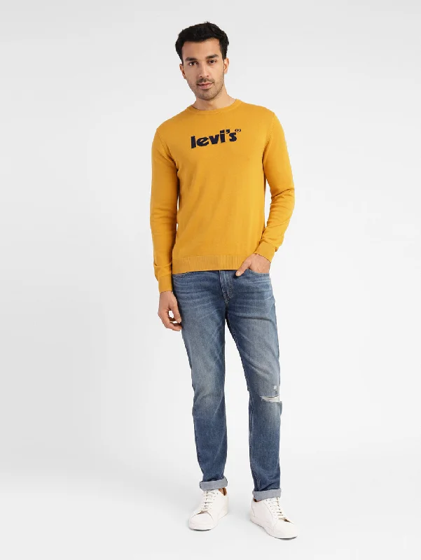 Men's Brand Logo Crew Neck Sweater Yellow