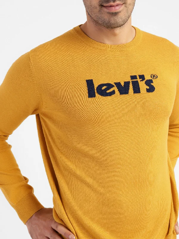 Men's Brand Logo Crew Neck Sweater Yellow