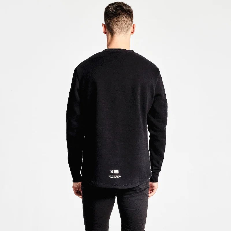 NENA & PASADENA Mens Hail Dual Curved Hem Sweater Jet Black