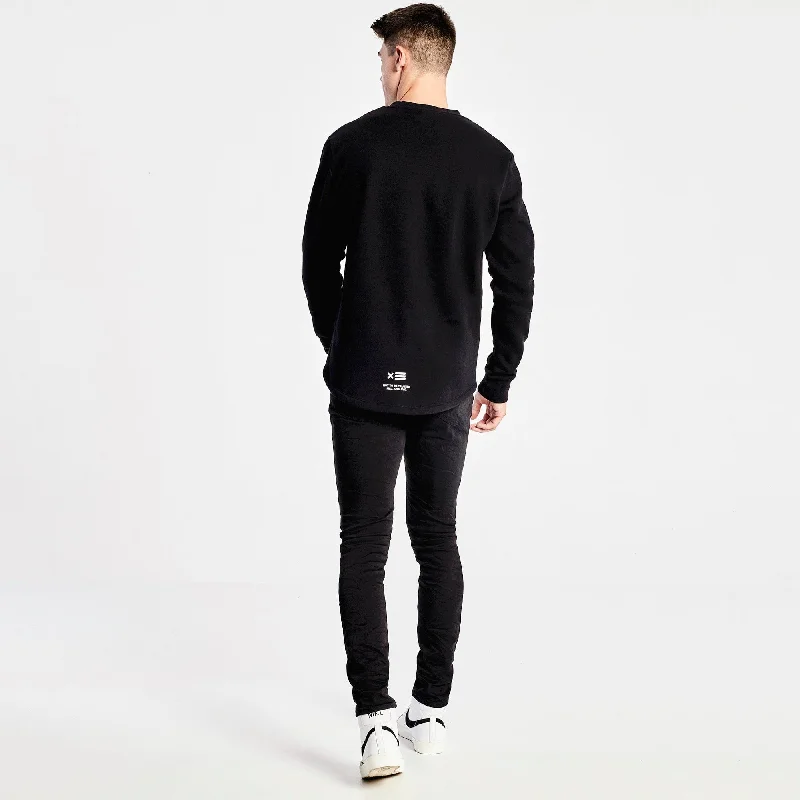 NENA & PASADENA Mens Hail Dual Curved Hem Sweater Jet Black