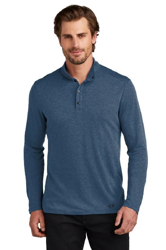 Ogio Mens Command 1/4 Snap Long Sleeve Sweater - Spar Blue