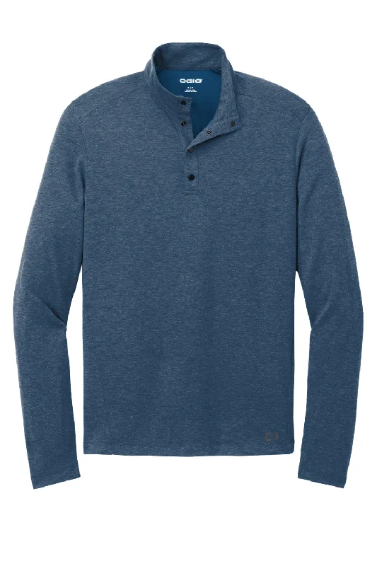 Ogio Mens Command 1/4 Snap Long Sleeve Sweater - Spar Blue