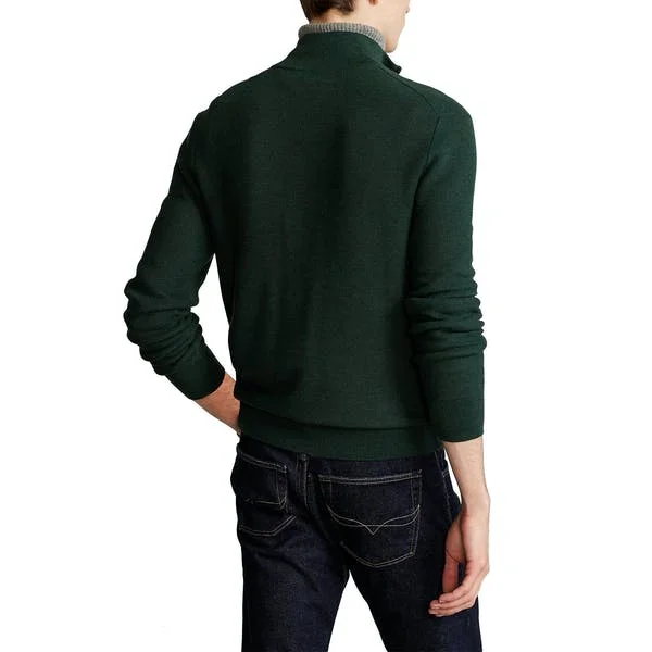 Zip Neck Cotton Pullover - Scotch Pine Green