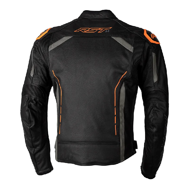 RST S1 CE LEATHER JACKET [BLACK/GREY/NEON ORANGE] 52 4XL