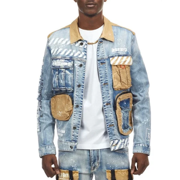 Smoke Rise - Utility Fashion Denim Jacket - Bowery Blue