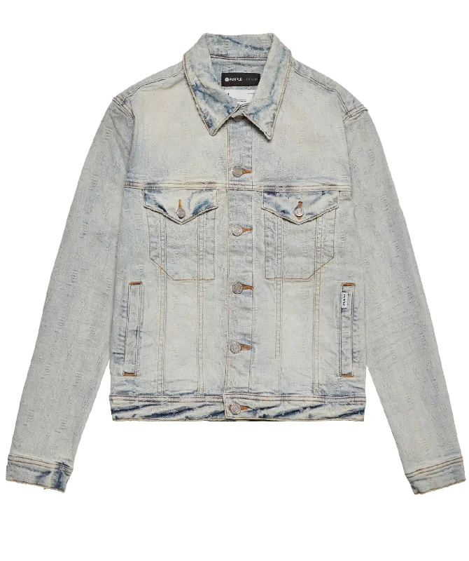 SUPER LIGHT INDIGO BLEACH JACQUARD MONOGRAM TRUCKER JACKET