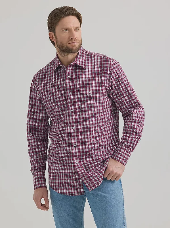 MENS WRANGLER WRINKLE RESIST RED PLAID SHIRT