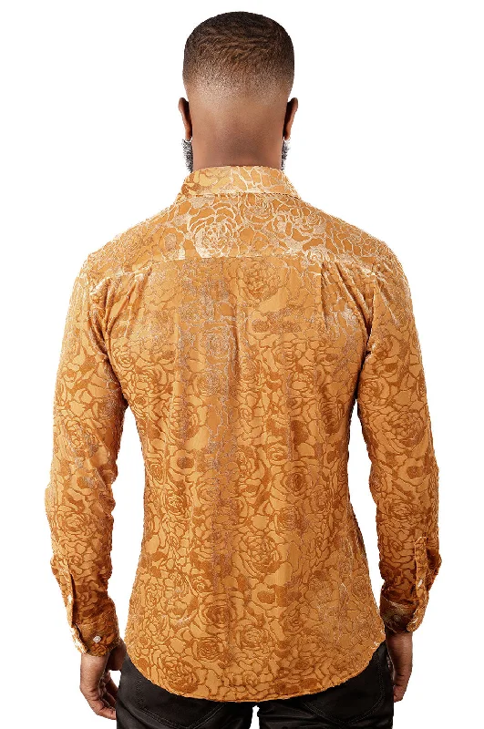 BARABAS CHEER ALONG BUTTON UP SHIRT CAMEL